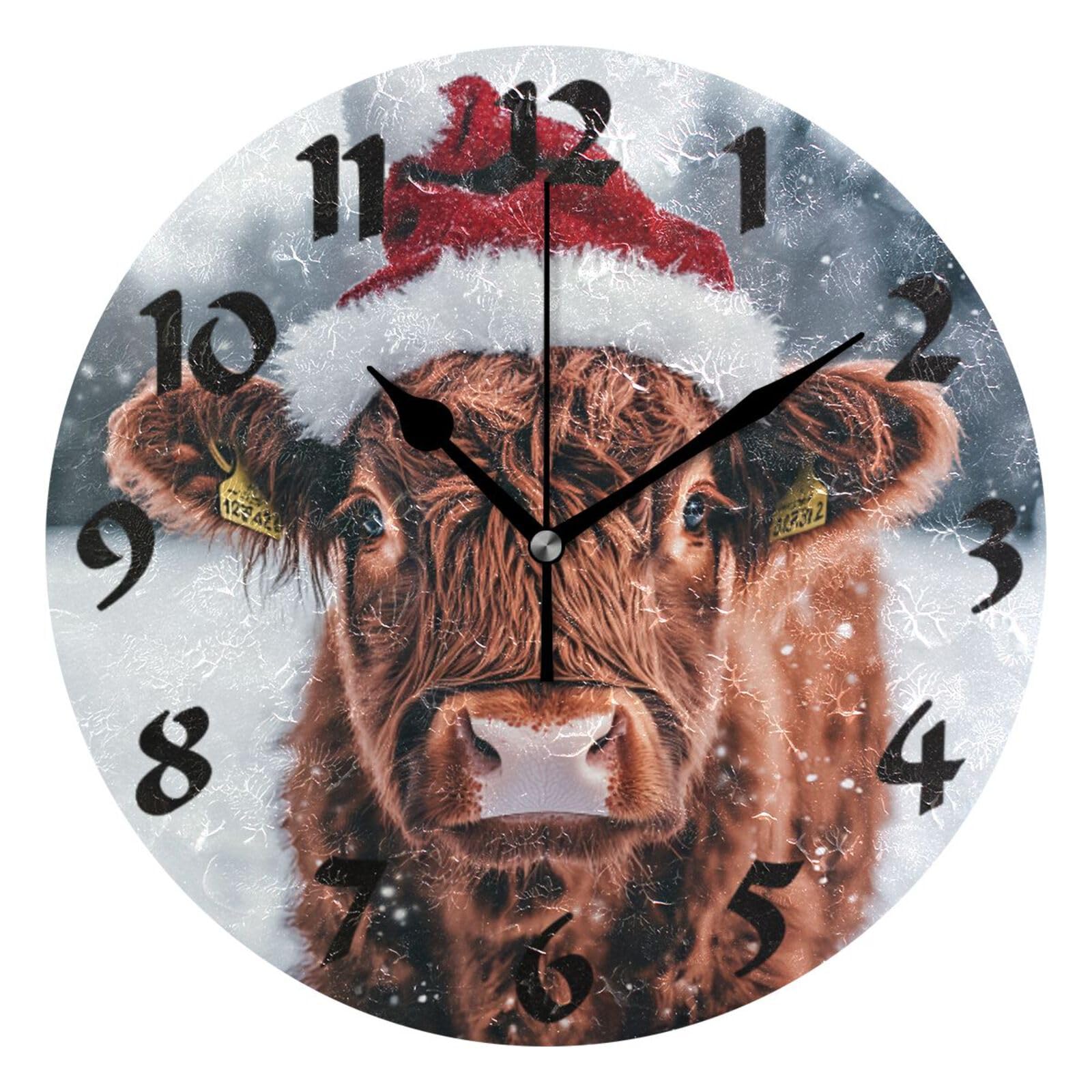Horloge murale vache des Highlands pour salon et bureau chalet