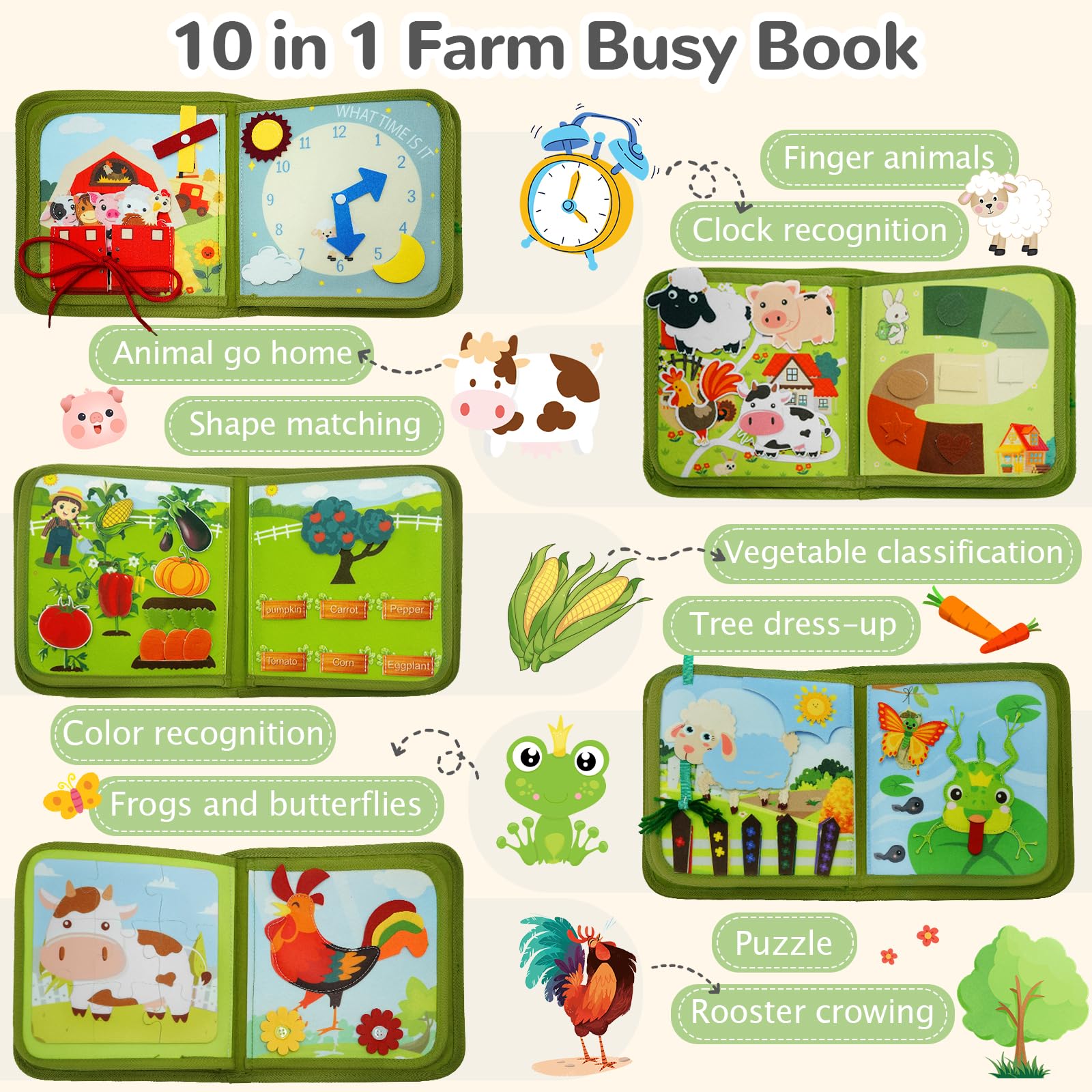 Busy Board Montessori, Busy Book Libro Montessori Interattivo, Giochi Montessori 1 Anno e 4 Anni, Giochi Bambini 1 Anno, Sensoriale Educativo Giochi, Bambini Bimba Bimbo Regalo Compleanno Natale