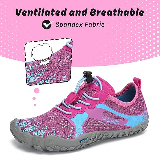 SAGUARO Blotevoetenschoenen voor kinderen, trailschoenen voor meisjes, ademend, minimalistisch, sportschoenen voor binnen en buiten, maat 24-36, Grijs, 28 EU