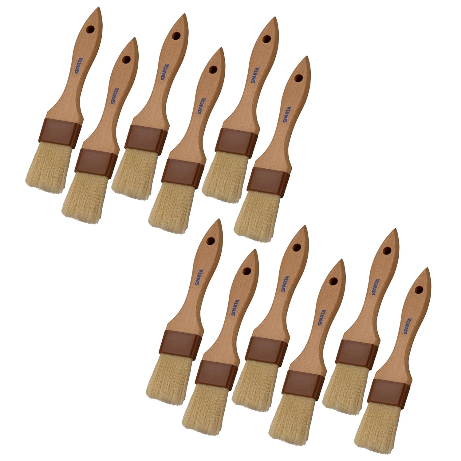 SPARTA, 1.5" Flat Boar Bristle Brush, Pastry Brush, Basting Brushes for Kitchen, Bakery, and Kitchen, Boar Hair, Brown, (Pack of 12)