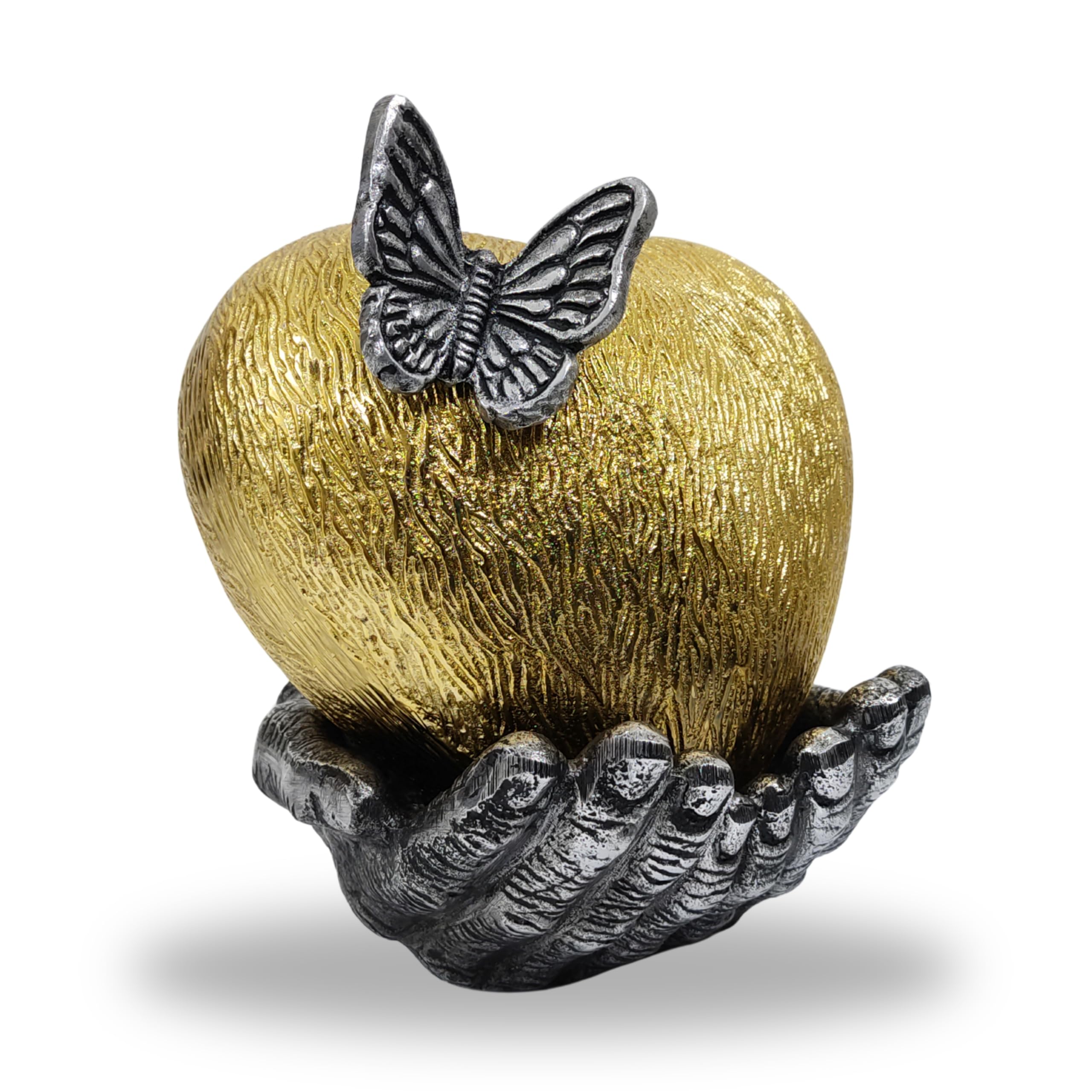 Photo 1 of **ITEMS FACTORY SEALED** NORSE'S TRADECRAFT Heart Urn for Ashes Adult Male & Female | Memorial Gifts, Ashes Keepsake l Large Decorative Cremation Urns with Butterfly | Handcrafted Memorial Box for Funeral | Gold, 200 cu in