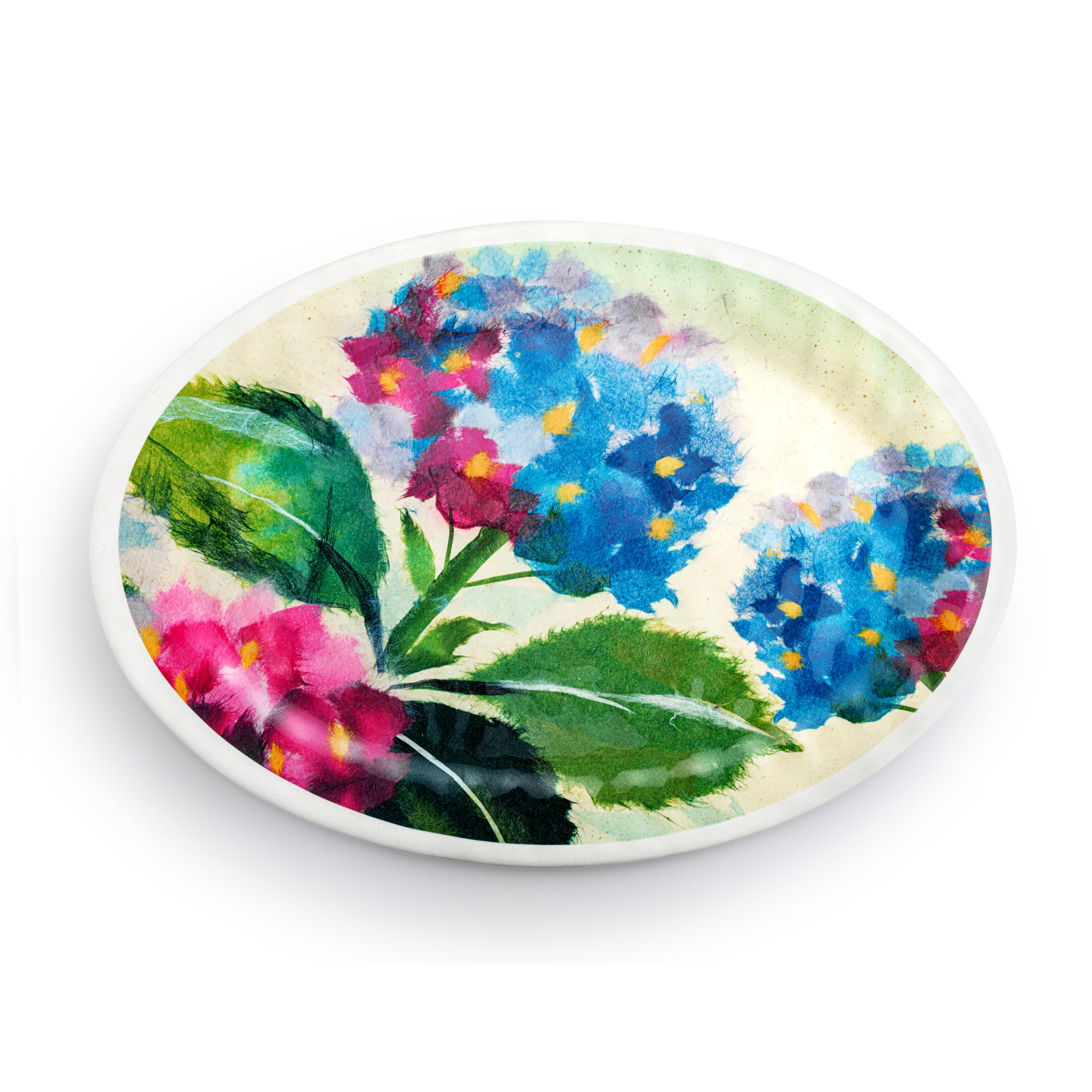 DEMDACO byDesign Serving Collection Hydrangea Ajisai Large Oval 20 x 14 Bamboo and Melamine Serving Tray Platter, Everyday Kitchen Party Serveware