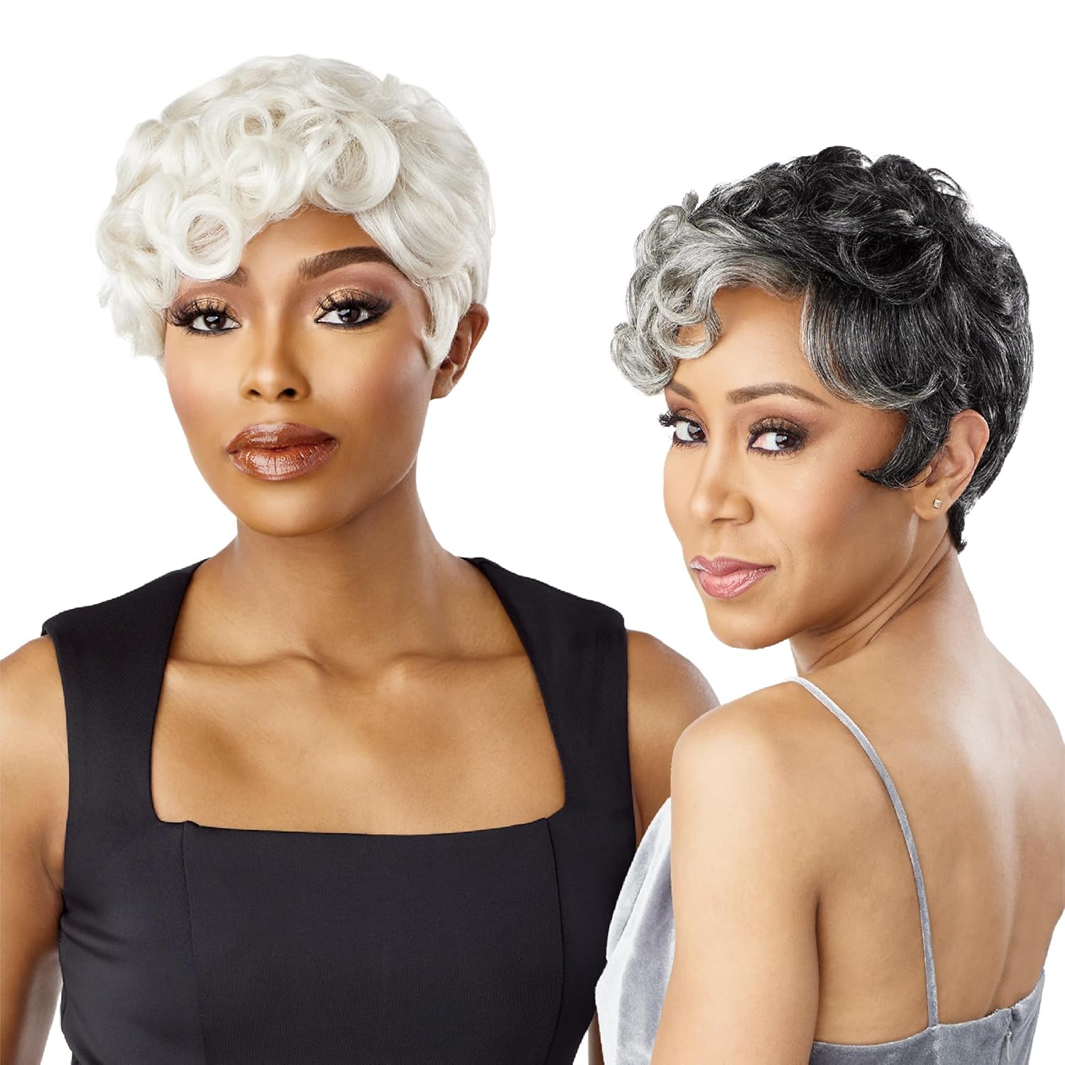 Sensationnel Empire Human Hair Wig - Salt And Pepper Flora Contouring Mesh Cap Heat Safe (HL1B/44)