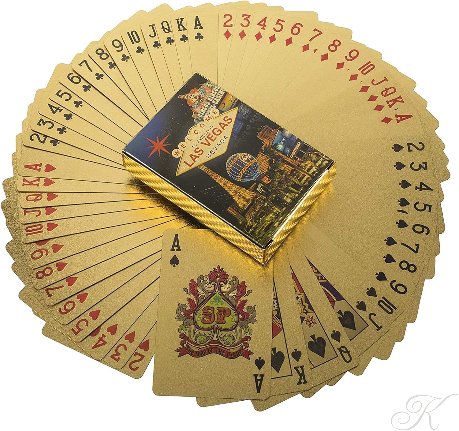 KALIFANO Luxury Gold Plated Playing Cards - Las Vegas Themed Waterproof Gold Foil Deck of Cards with Uses from Magic to Poker with Certificate of Authenticity