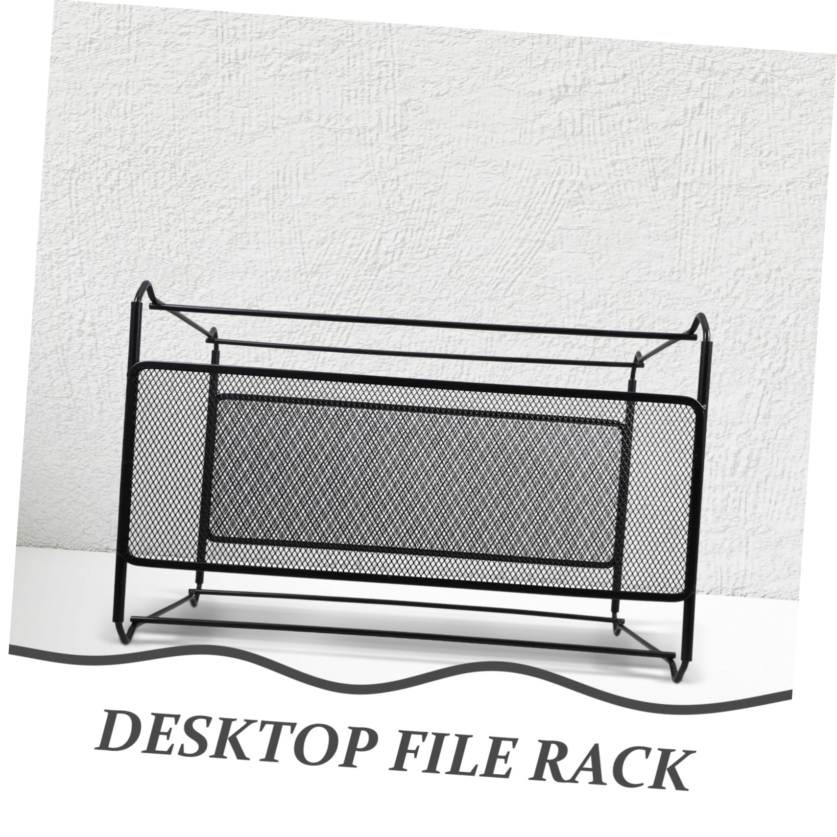 Porta Documenti in Ferro Nero 39x28x25, 5 Cm per File A4 | Struttura a Rete, per Report e Cartelle Sospese, Design Semplice Creativo