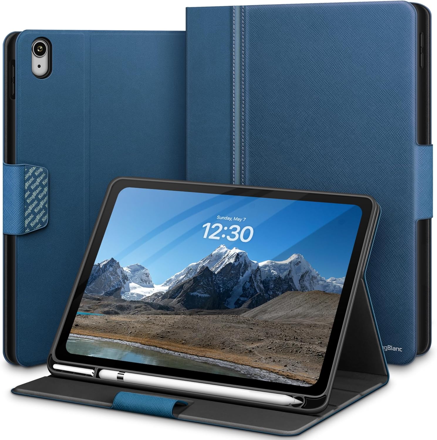 KingBlanc Case for iPad (A16) 11th Generation 11 Inch 2025, iPad 10th Gen 10.9 Inch 2022 with Pencil Holder, PU Leather Protective Cover, Auto Sleep/Wake, Viewing/Typing Angle, Magnetic Clasp, Blue