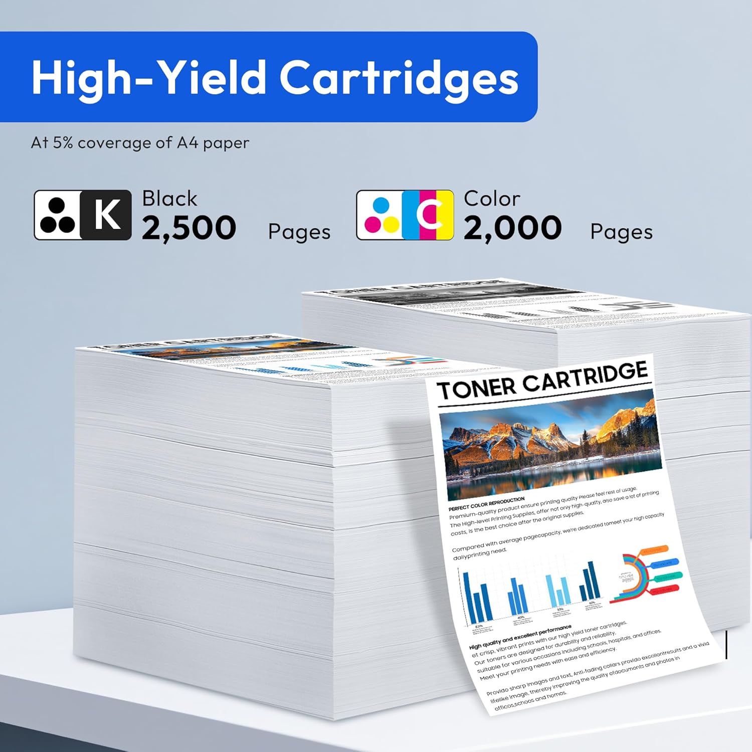 C325 Toner Cartridge Set (with New Chip) Replacement for 006R04820 006R04821 006R04822 006R04823 High Yield Replacement for Xerox C320 C325 C320DNI C325DNI Printer (4-Pack, Black Cyan Magenta Yellow)