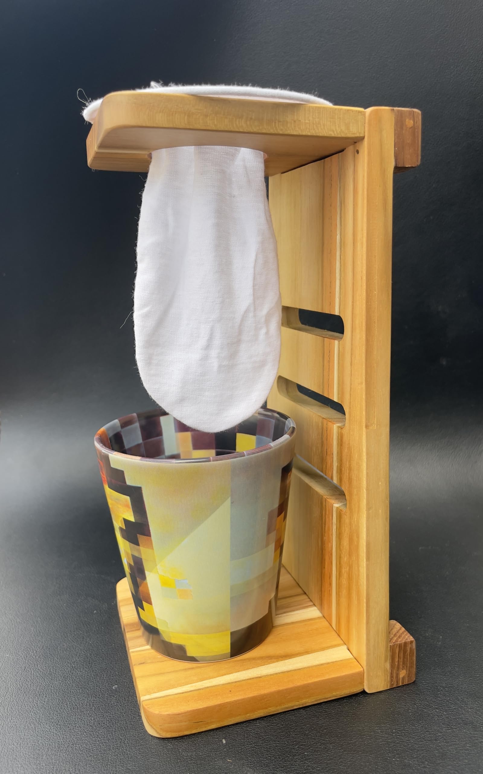 Chorreador Handmade Costa Rica Pour Over Coffee Brewer - Travel Friendly, Foldable, Portable, Excellent for Hiking, Camping, Home or Office. Reuseable Eco Friendly Cloth Filter Included