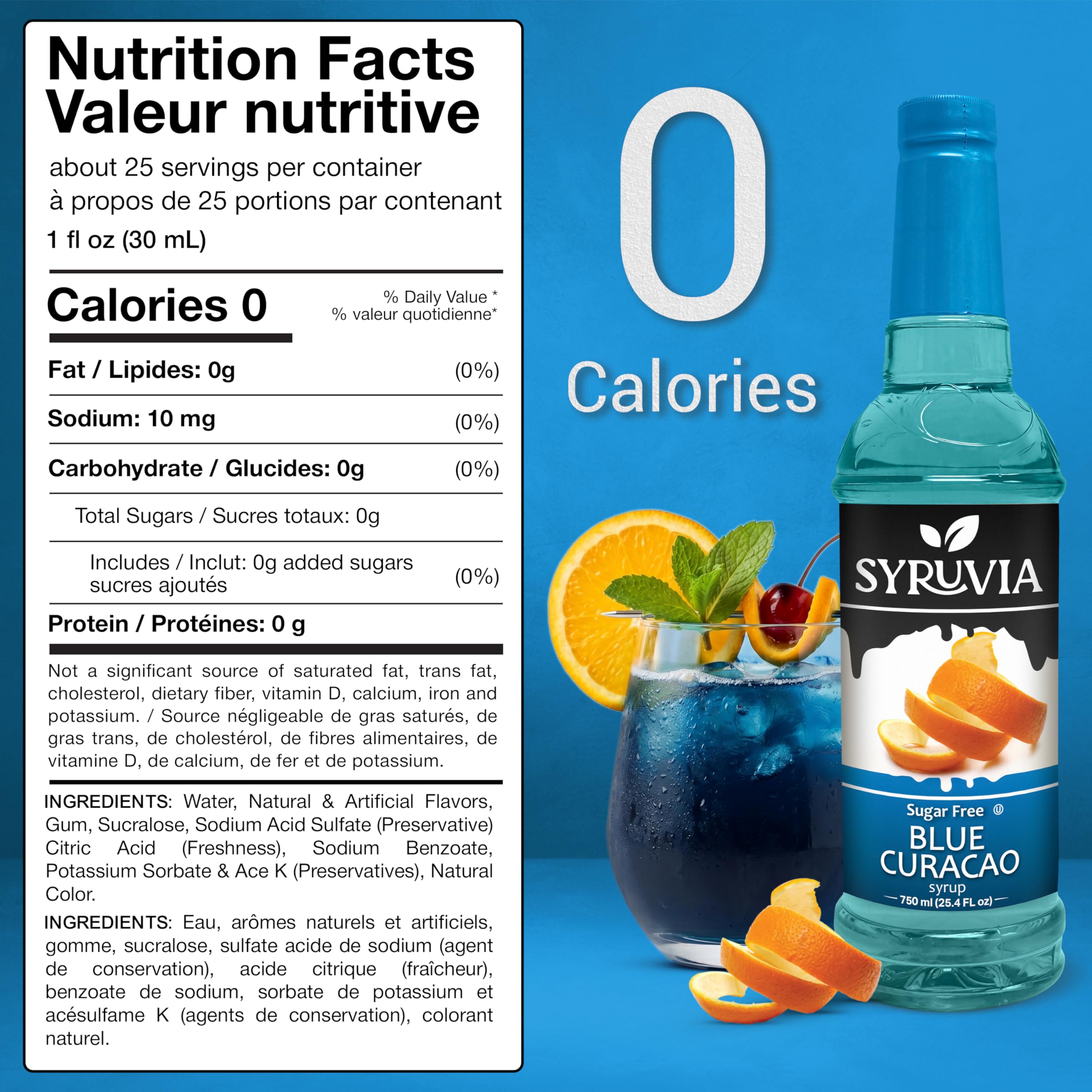 Amazon.com: Syruvia Sugar Free Blue Curacao Syrup, Flavored Syrup
