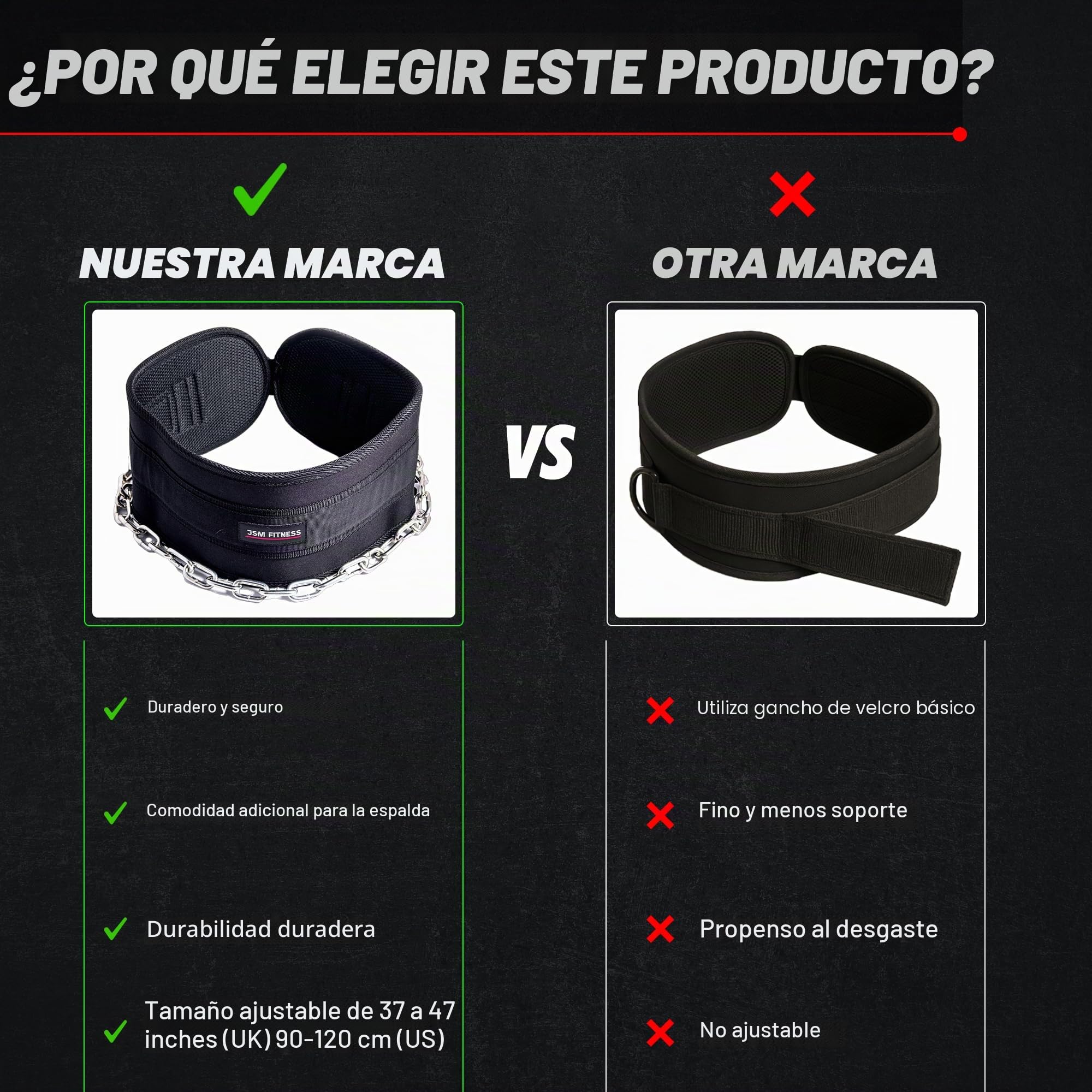 Cinturon Lastre Dominadas con Cadena Acero y 2 Mosquetones - Cinturón de Lastre Hombre | Faja Entrenamiento Calistenia, Musculación, CrossFit, Powerlifting Gimnasio Dip Belt