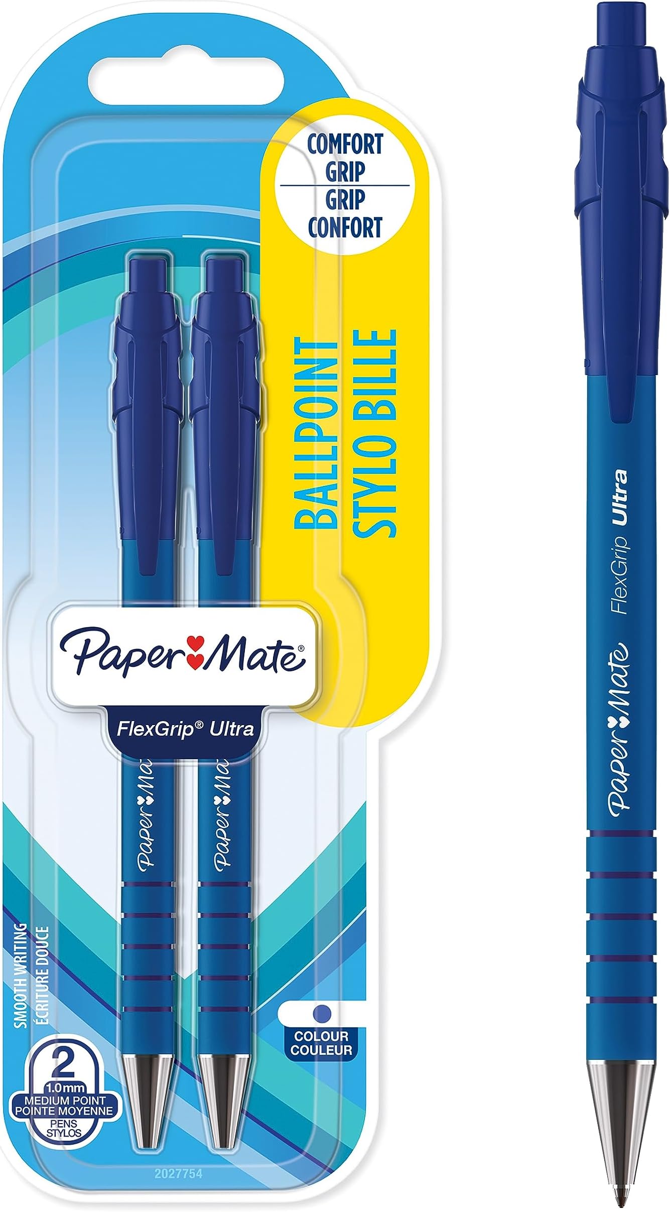 Flexgrip Ultra Retractable Ballpoint Pens | Medium Point (1.0mm) | Blue | 2 Count