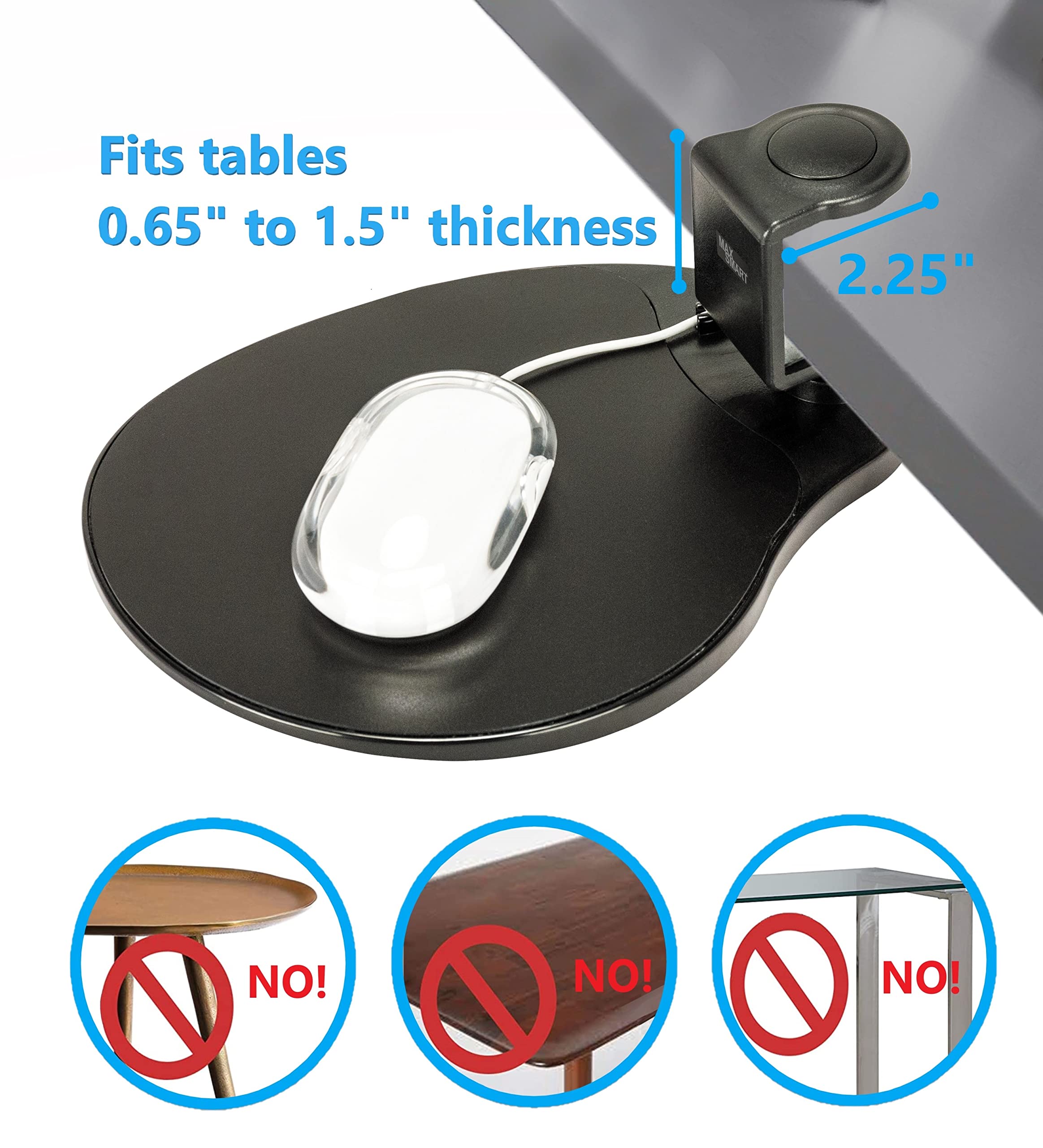 Buy Max Smart Clamp on Mouse Platform, Clip on Mouse Pad Rotating 360