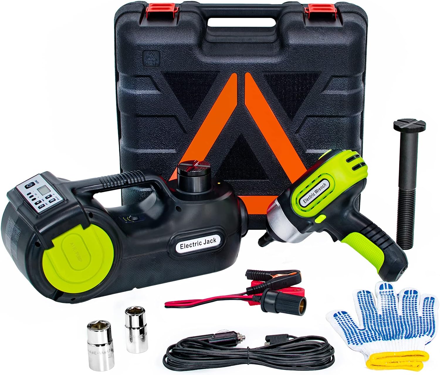 E-HEELP Hydraulic 5 Ton 12V Electric Car Jack Kit - Lifting Range: 15.5-53cm with Impact Wrench & Inflator for SUV, Sedan, MPV with LCD & Tire Pressure Display