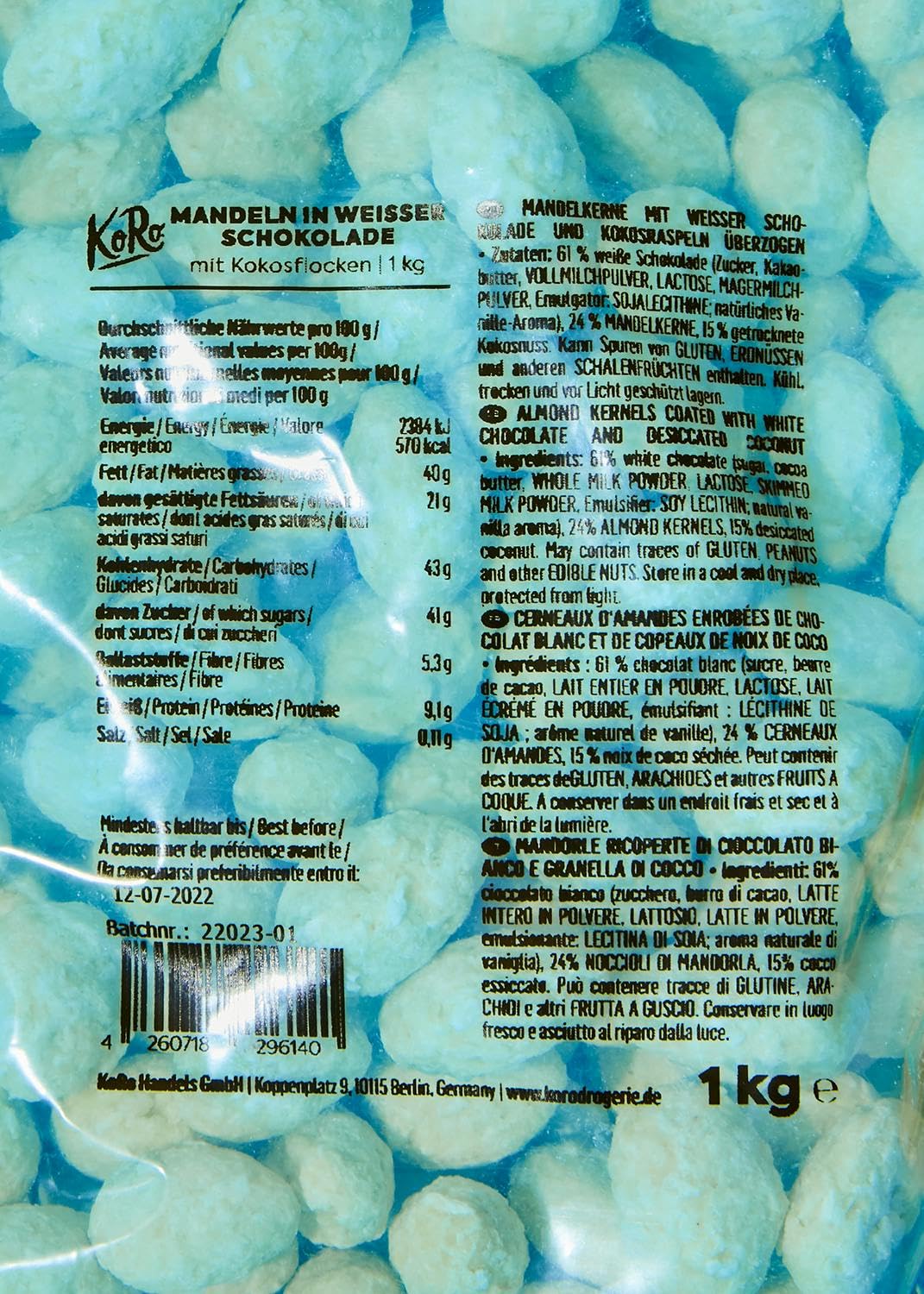 KoRo - Mandeln in weißer Schokolade mit Kokosnuss 1 kg