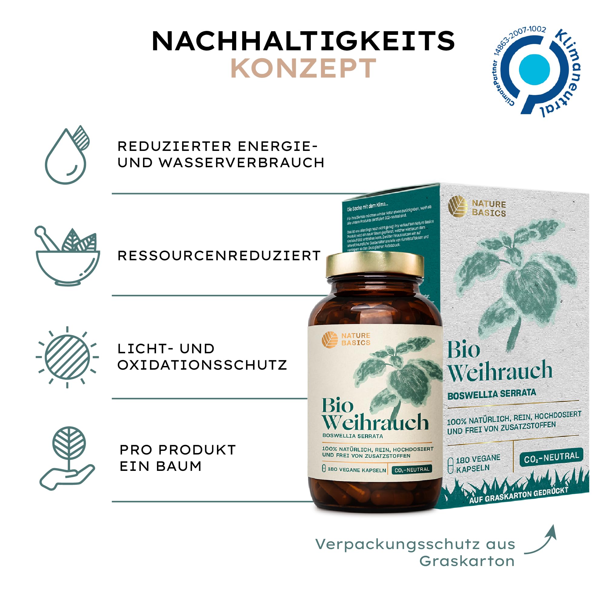 Bio-Weihrauchkapseln hochdosiert & zertifiziert nachhaltig im Glas / 65% Boswelliasäuren / 180 Kapseln mit je 500mg Bio-Boswellia Serrata/Ayurveda/reines & laborgeprüftes Bio-Weihrauch Extrakt