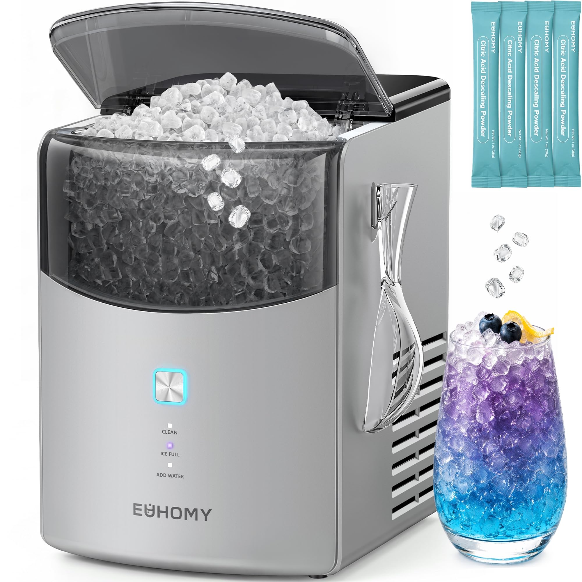 Euhomy Countertop Nugget Ice Maker, 35lbs Daily Sonic Crushed Ice Machine