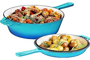 Bruntmor 2 in 1 Enamel Coated Cast Iron Cookware