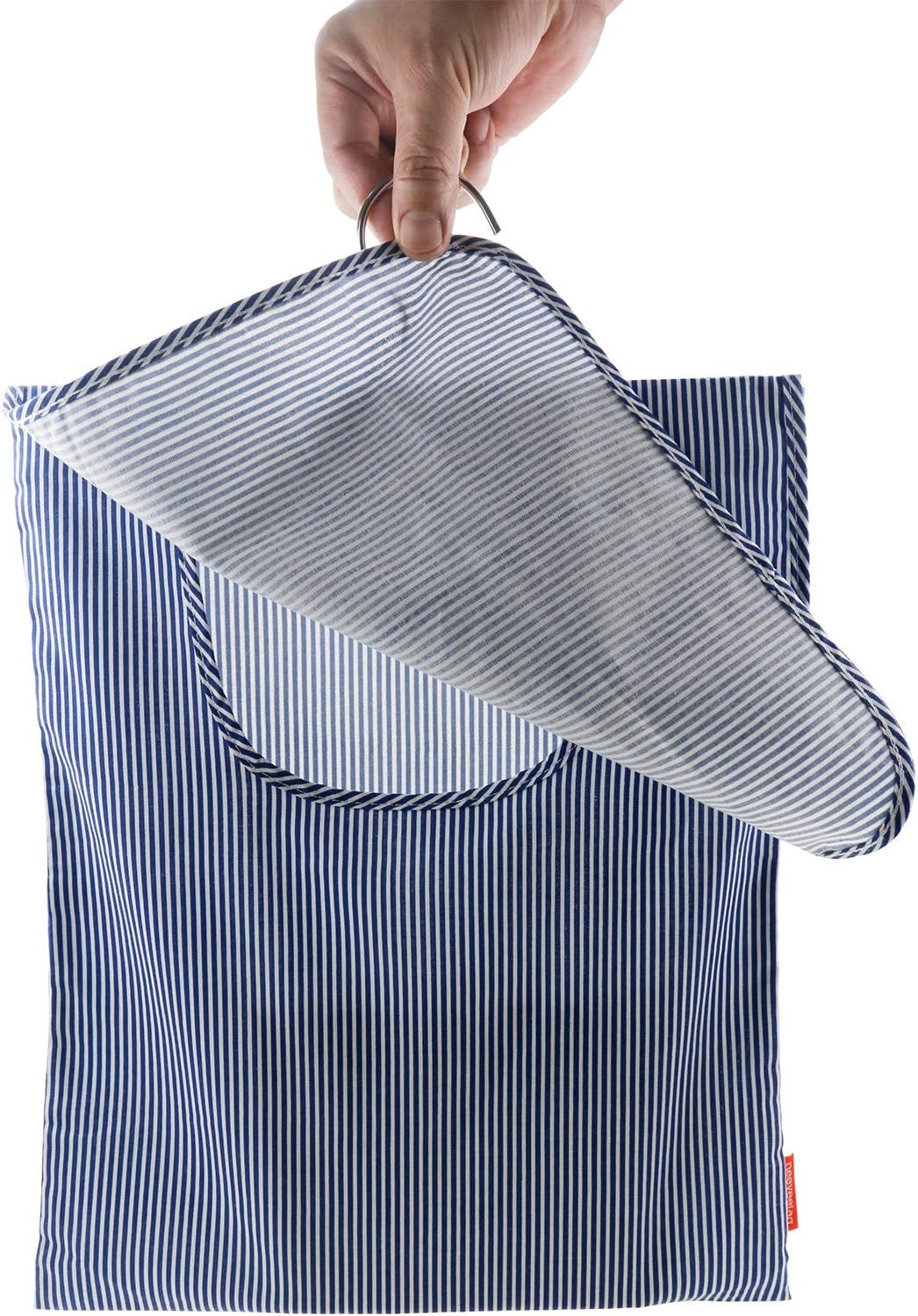 Hanging Hamper, Clothespins Bag, Cotton Canvas, Blue and White Stripes