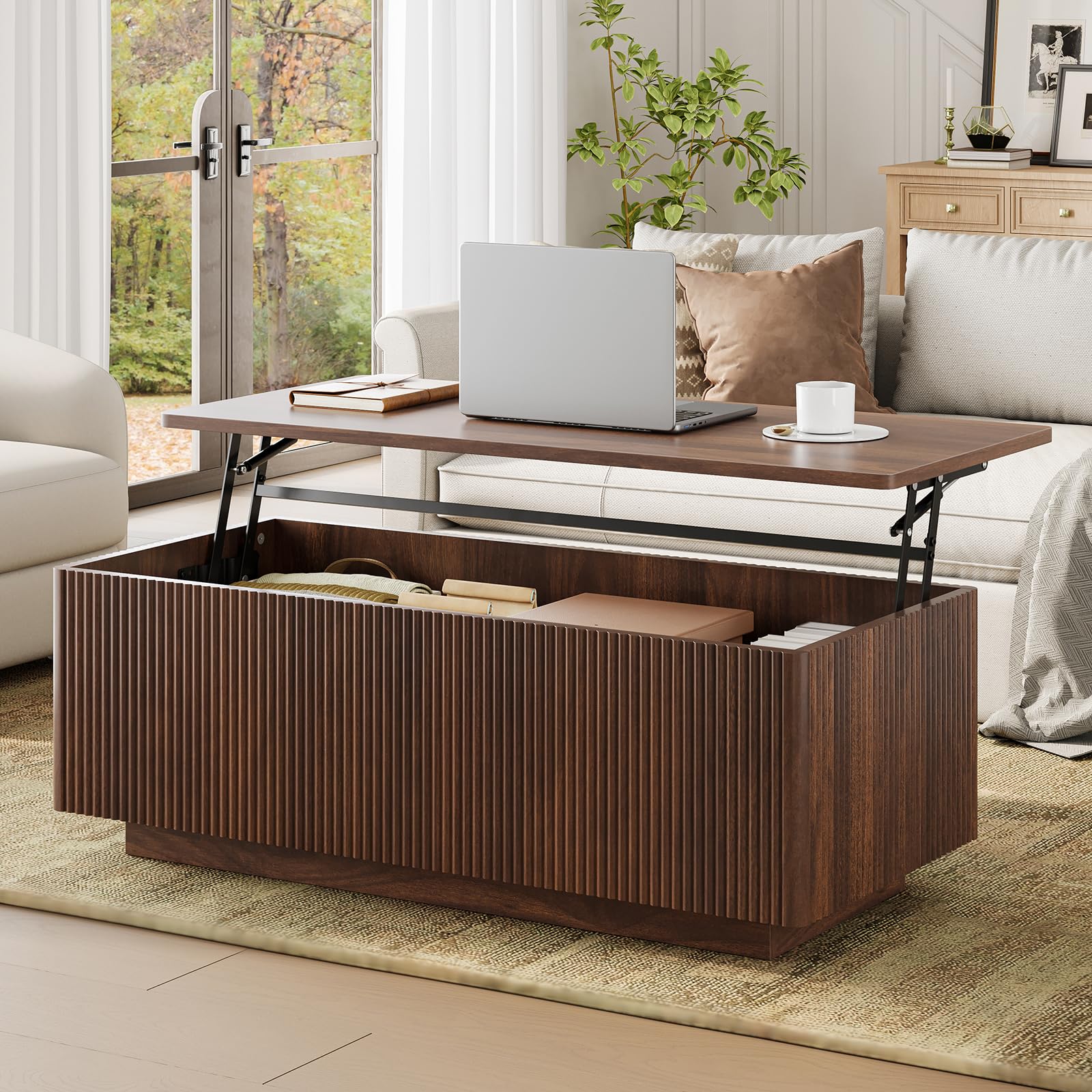 Amazon.com: FABATO 41.7'' Fluted Lift Top Coffee Table Large