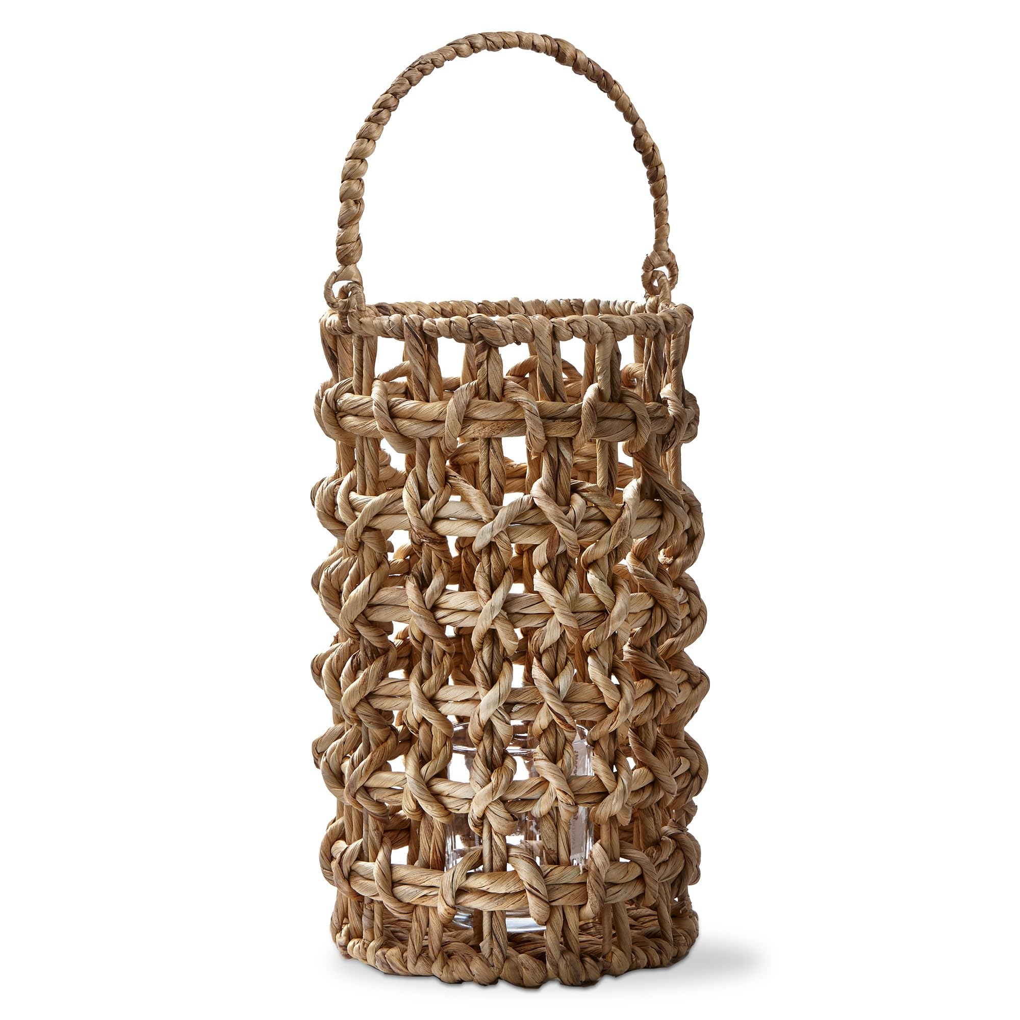 TAG Natural Water Hyacinth Lantern Pillar Candle Holder, 7.87L x 7.87W x 13.77H inches Brown
