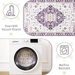 Amearea Tapis au design vintage pour salon, tapis floral traditionnel 5x8 lavable en machine pour chambre, tapis mignon à poils courts pour chambre d'enfants, antidérapant, décoration intérieure de cuisine, violet