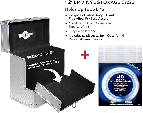 Miniatura 2 de Estuche de transporte de aluminio para discos de vinilo | La solapa frontal plegable proporciona un mejor acceso a tus LP