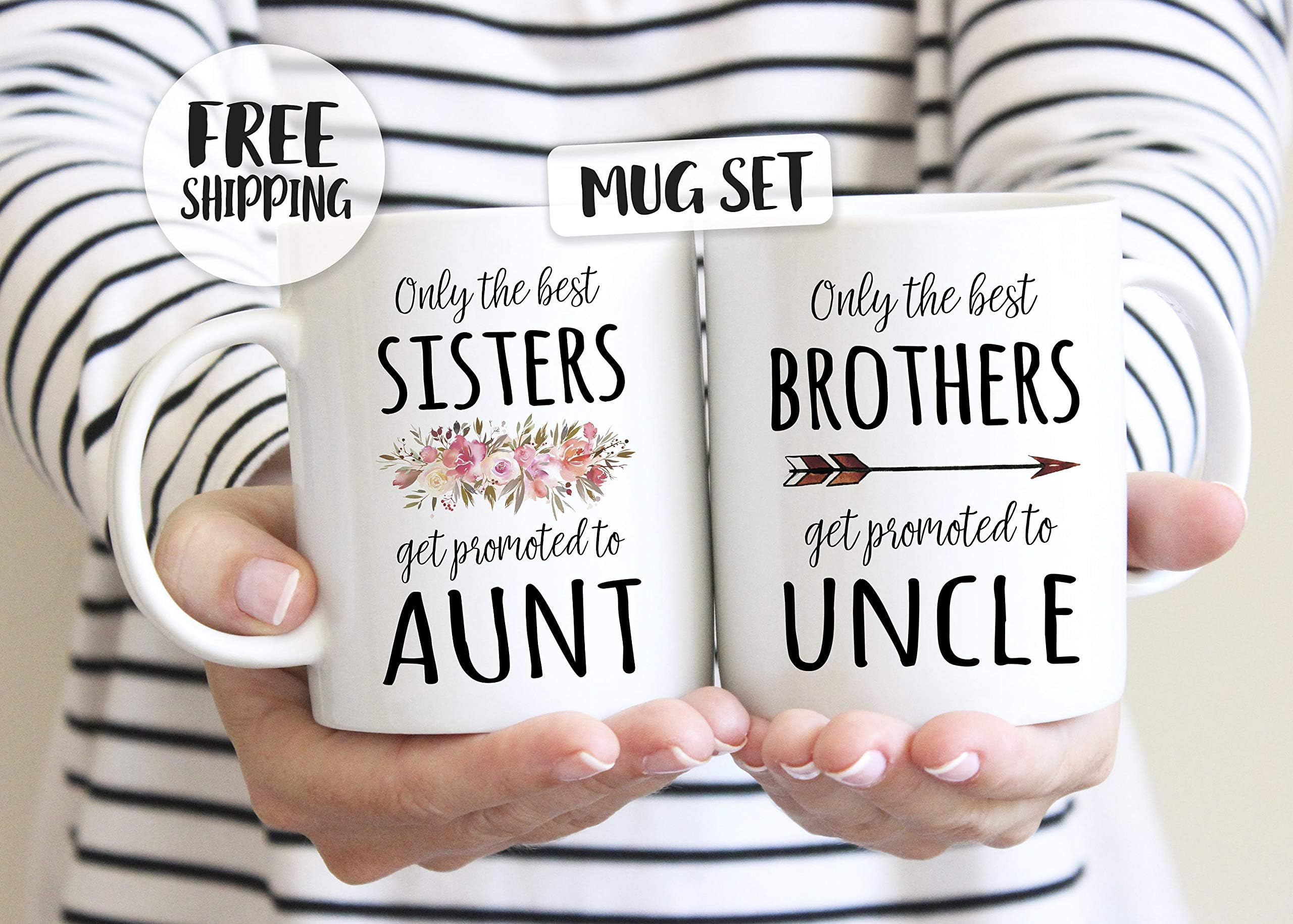 Only The Best Sisters get Promoted to Aunt, Brothers get Promoted to Uncle, Mug Set, New Uncle Mug, New Aunt Mug, Pregnancy Announcement.