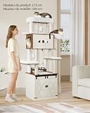 Hzuaneri Arbre à Chat avec Meuble Litiere Chat, 173 cm, Blanc et Marron - 4