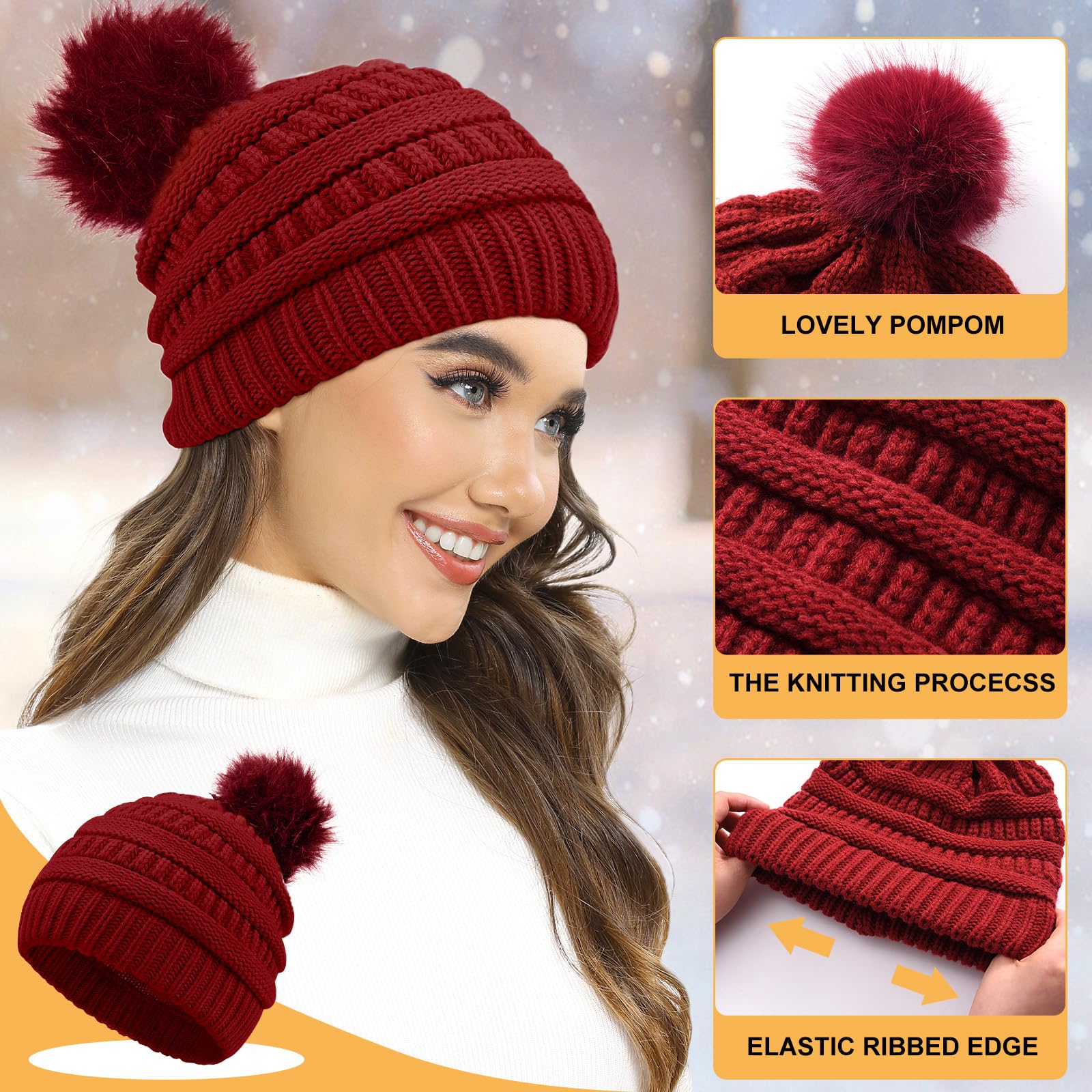 Vijamiy Sciarpa e Cappello Donna Guanti Donna Touch Screen Paraorecchie E Calzini Termici Invernali Set 5 Pezzi Antivento Calore Scaldacollo Regali Invernali(Grigio)