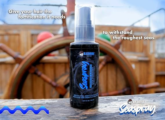 Blackbeard Seaspray Hair Energizer - Men's Hair Serum Spray with Biotin and Caffeine, Volumizer for Thicker, Fuller Hair, Hair Thinning Treatment, 2.1 Fl Oz. (60 ml) | Hair Serum for Healthy Hair, Volumizer for Thicker Look, Thinning Treatment Spray Serum With Biotin and Caffeine, 2.1 Fl Oz
