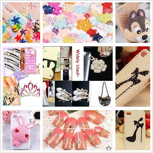 Miniatura 5 de Color aleatorio, 500 unidades de flores ABS para manualidades, perlas de imitación, cuentas de limo, botones de parte trasera plana, accesorios de