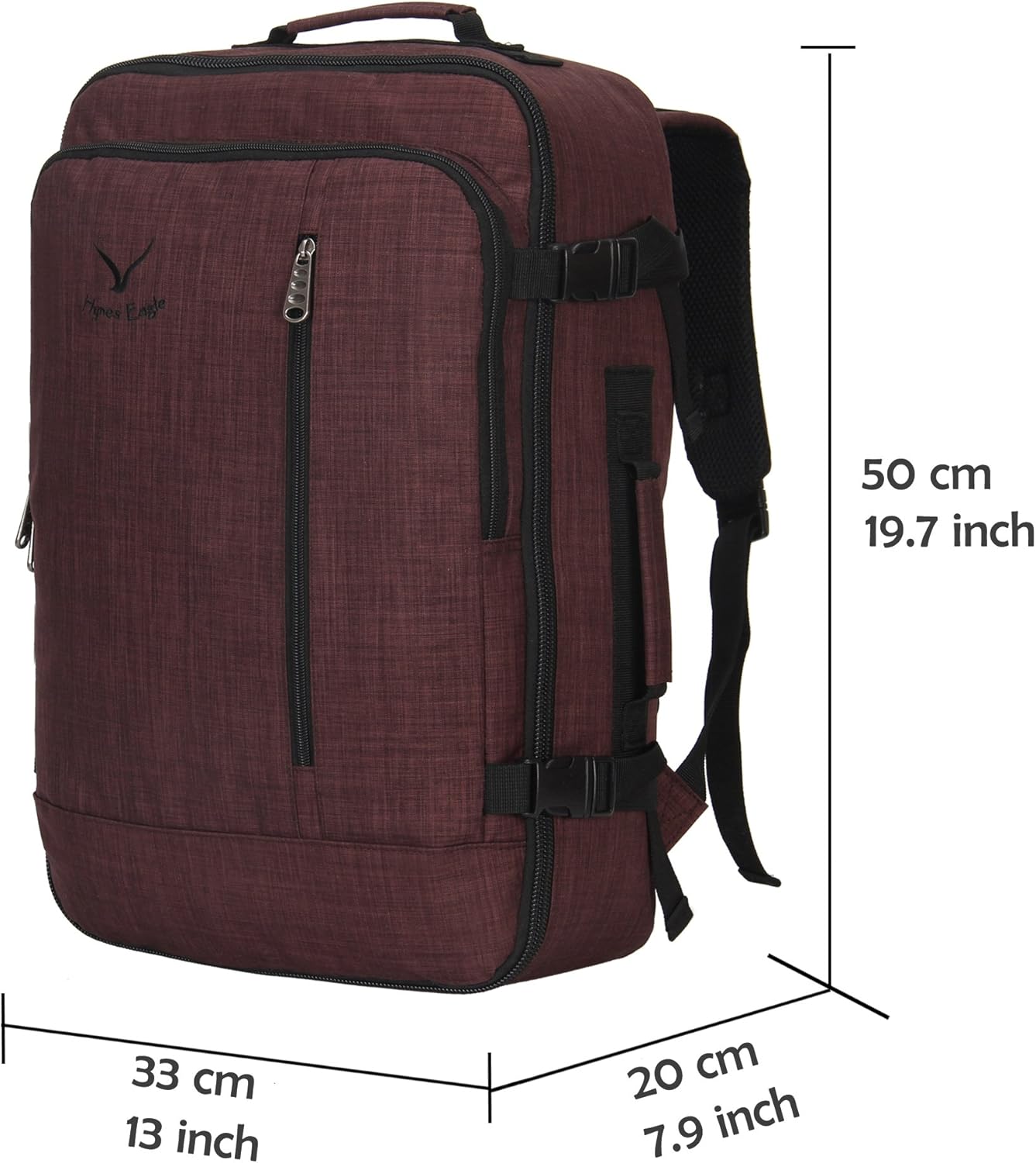 Hynes Eagle Carry on Backpack 38L Large Travel Backpack for Women Flight Approved Weekender Bag Laptop Backpack Men 15 inches Brown Brown 38L Single Backpack