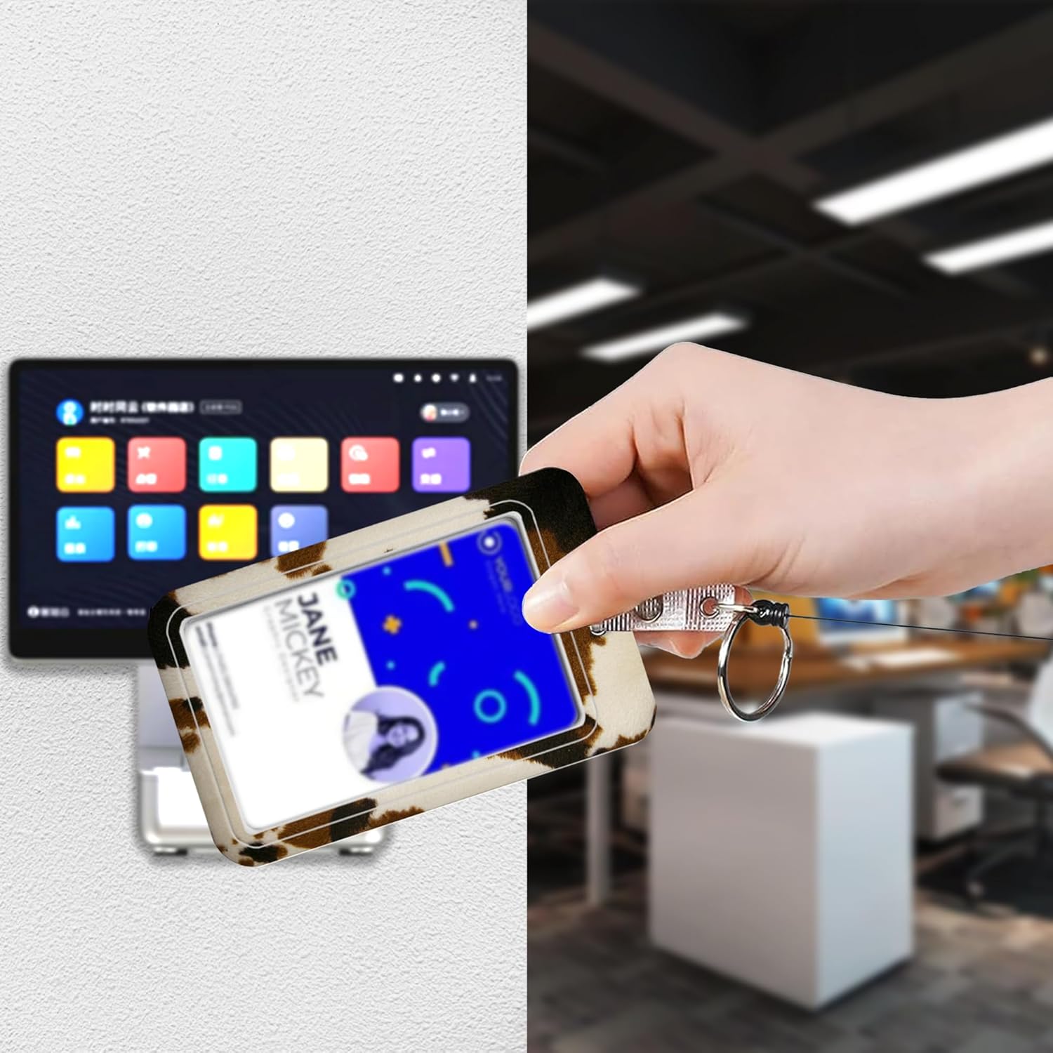 Cowhide Cow Print ID Badge Holder with Lanyard,Animal Print Lanyards for ID Badges,Retractable Badge Reel Heavy Duty,Vertical ID Card Protector Case for Women Teacher Office Gifts - Image 5