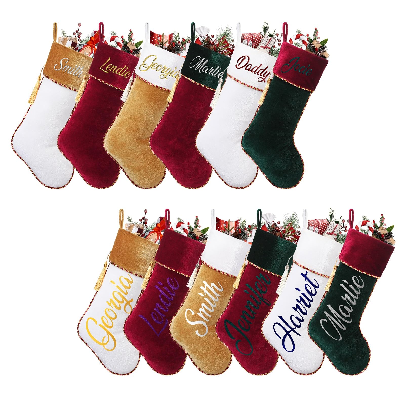 papasgix Personalised Christmas Stockings Custom Name Embroidered Stockings Christmas 18inch Santa/Snowman Xmas Stocking Personalised Christmas Decoration Fireplace Hanging(Multicoloured N,4pcs)
