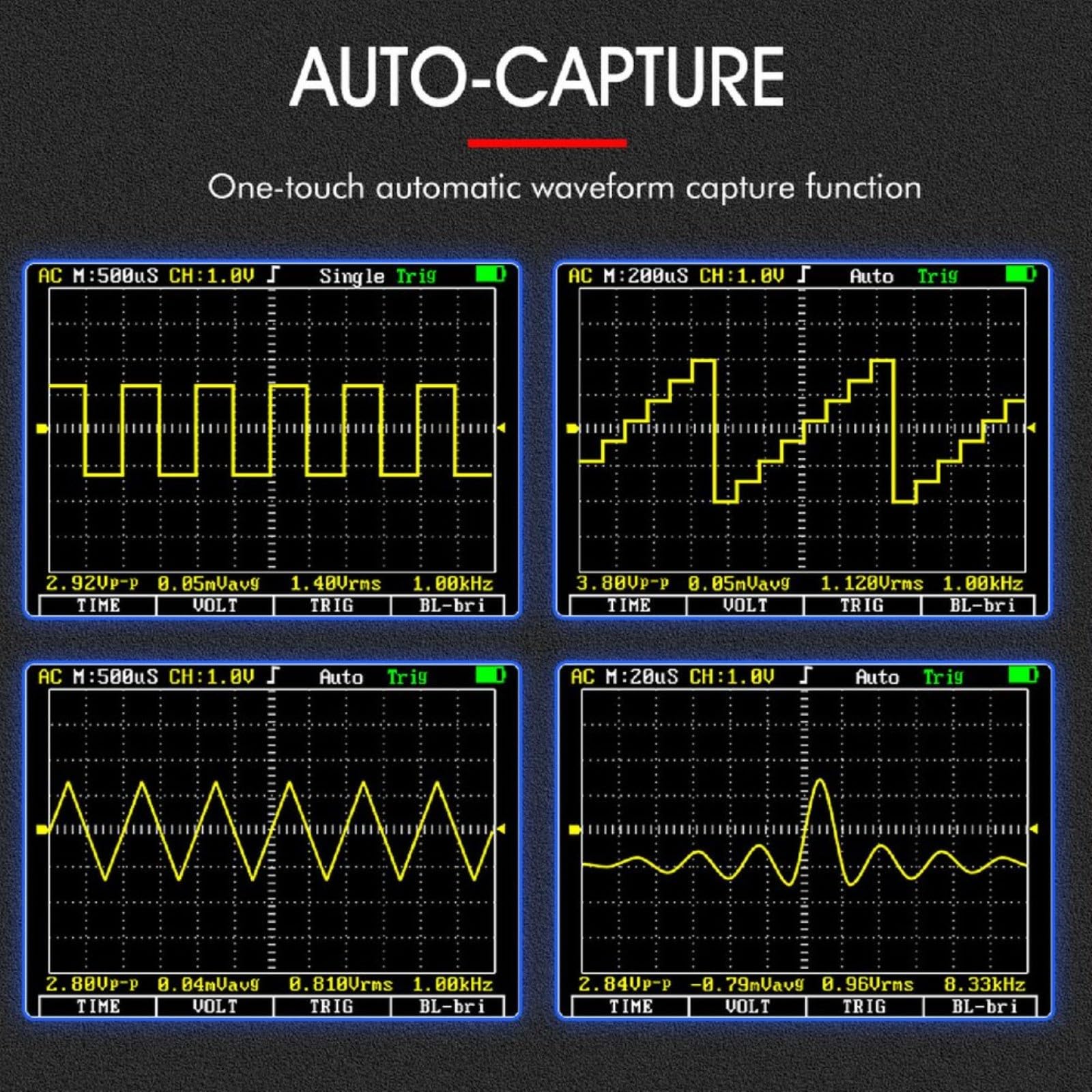 ET2010A Oscilloscope et multimètre 2 en 1, bande passante de 1 MHz, DMM, écran couleur de 6,1 cm avec stockage de données pour réparation électronique automobile