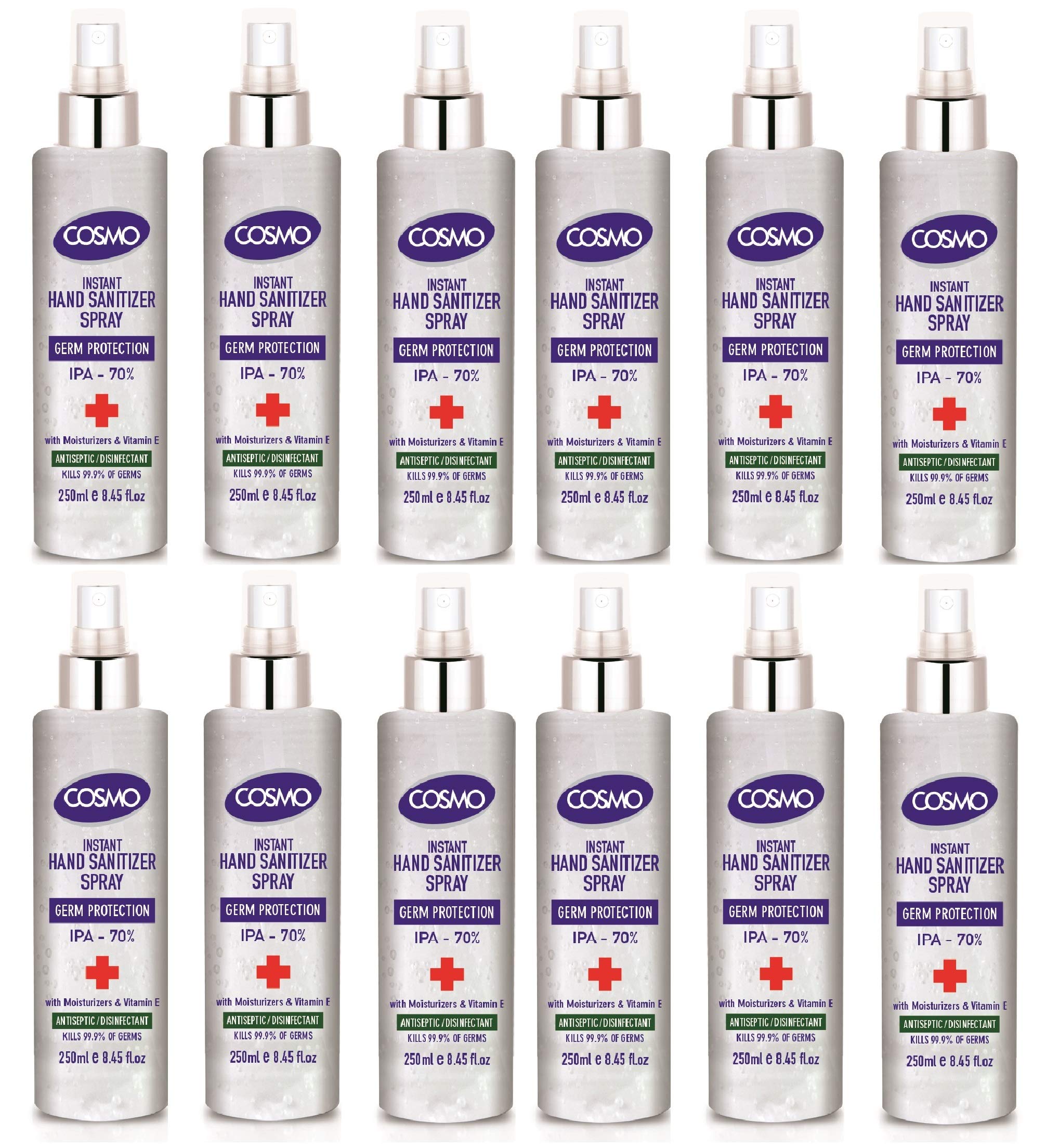 COSMO Instant Hand Sanitizer - 250ml, Pack of 12