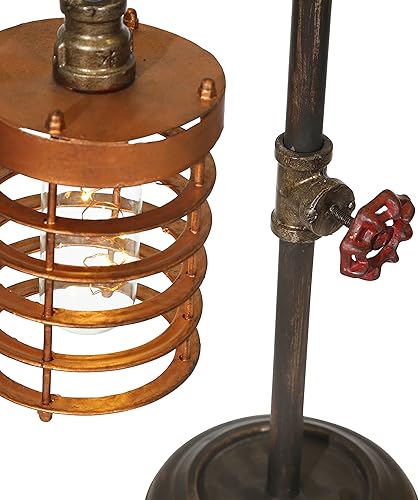 Miniatura 8 de Sagebrook Home Lámpara de mesa de tubo de metal de estilo industrial, bombilla incluida, funciona con pilas, negro y cobre, 11 pulgadas de largo x 6