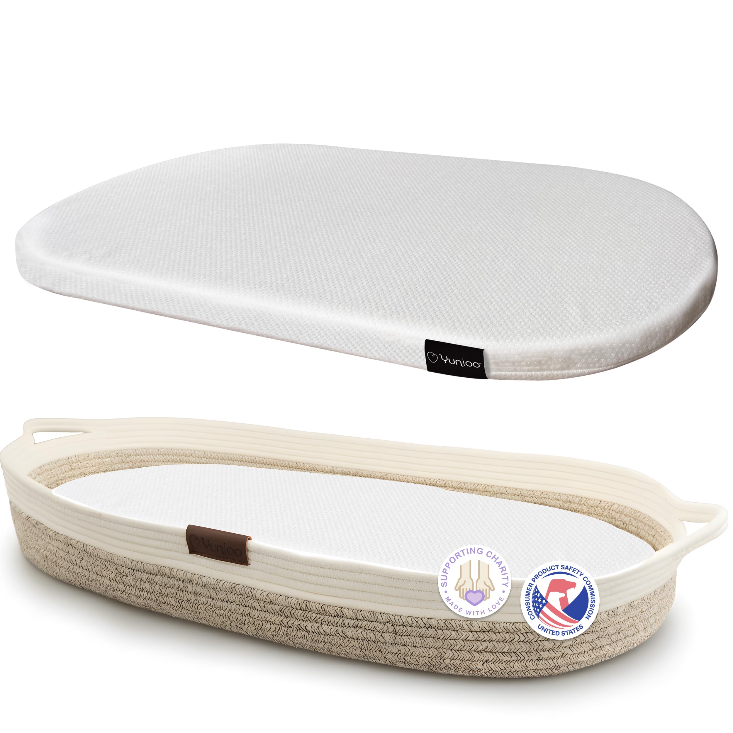 Yunioo Baby Changing Basket with Soft, Portable Changing Mat for Dresser & Changing Table, Baby Essentials for Newborn — image 1