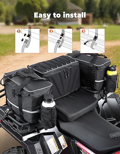 Miniatura 5 de KEMIMOTO Bolsa para cuatrimoto de 74 L, bolsa grande de carga con bolsa refrigeradora, impermeable, 4 ruedas, almacenamiento trasero, bolsa