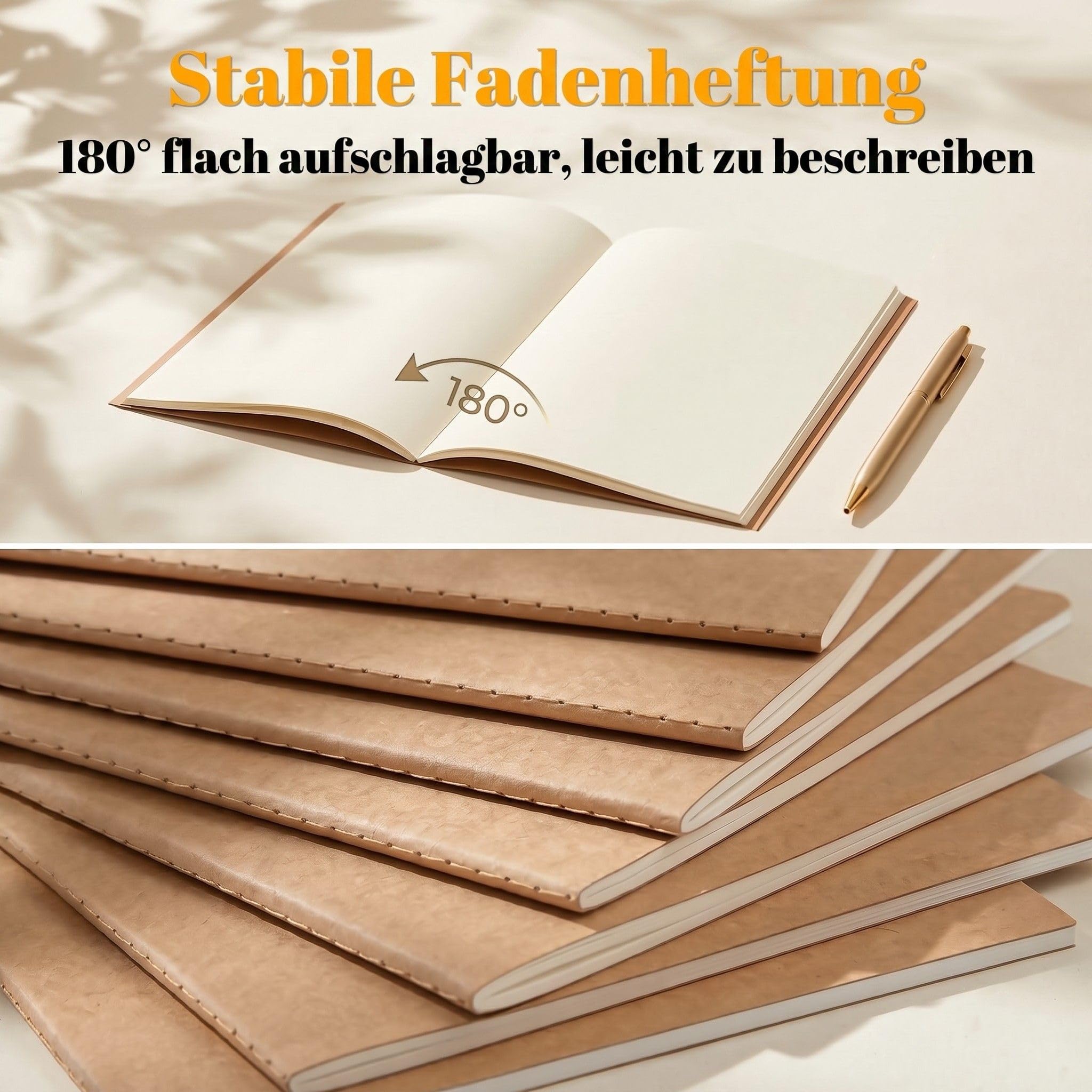 VEESUN Notizbuch A5 Blanko 100er Set Notizheft 30 Blatt Notizblock | 100 PACK Großpackung / DIY Kraft Softcover / 80 g/m2 Augenschonendes Cremeweißes Papier fur Büro Zurück zur Schule