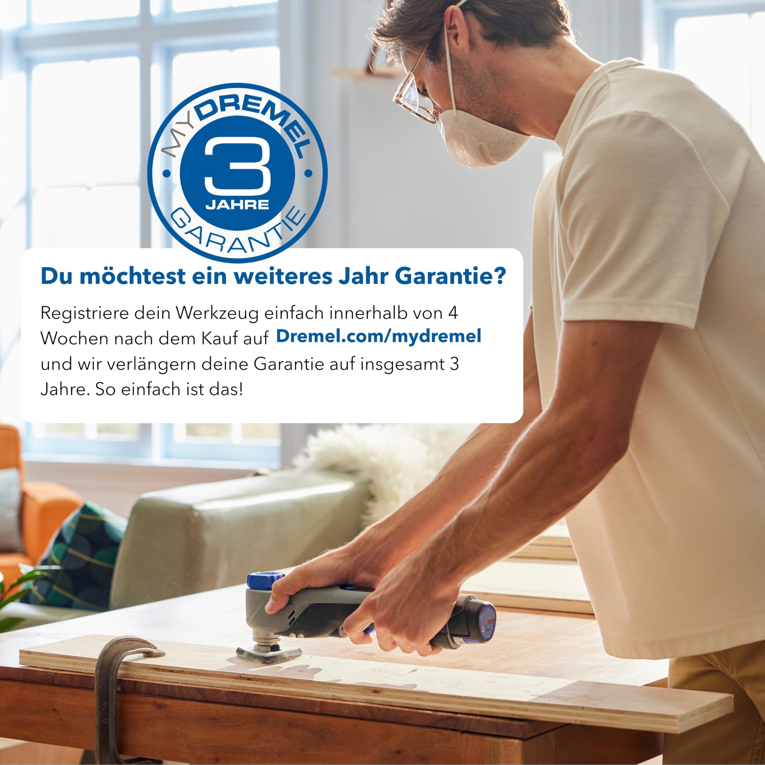 Dremel Blueprint 12V Bürstenloses Oszillierendes Multifunktionswerkzeug mit Anwendungsauswahl und variabler Geschwindigkeit (mit Schneid-und Schabklinge, 6 Schleifpapieren, Schleifpad, Ladegerät+Akku)