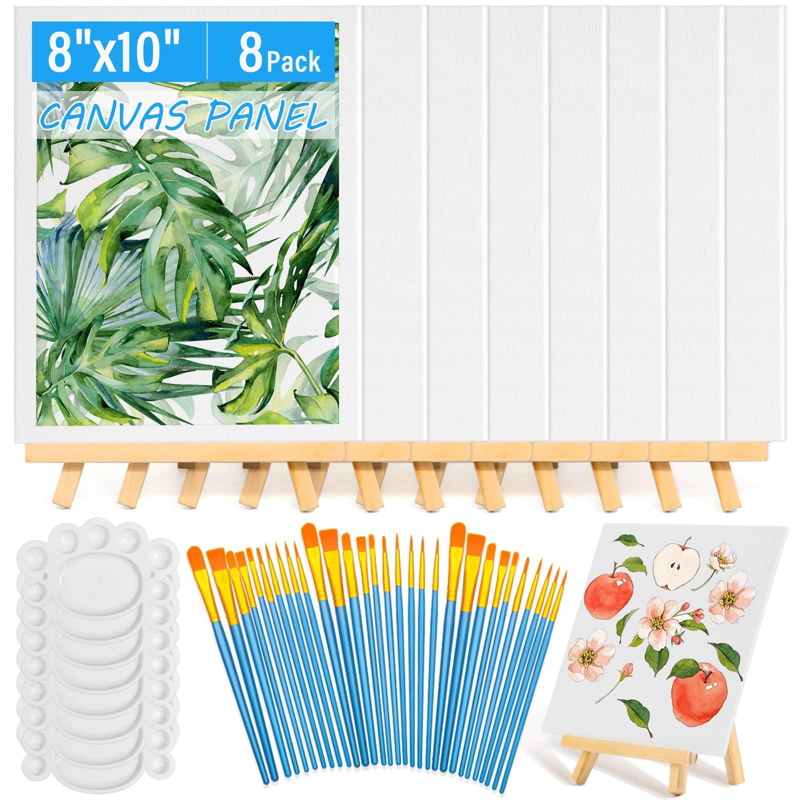Amazon.com: 54 Pack Canvas with Easel Set 8 x 10 Inch Canvas