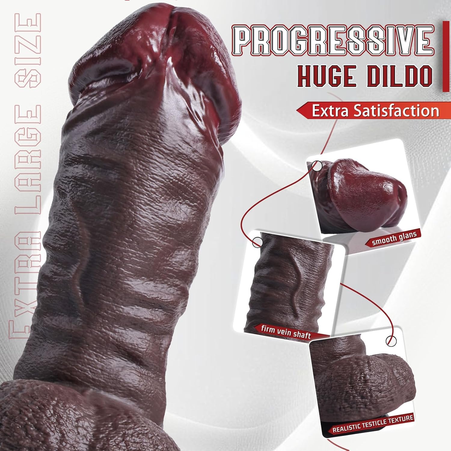 4'' Diameter Huge Thick Black Dildo, 13 Inch Massive Giant Anal Dildo with Suction Cup for Hands-Free Play, Dual Density Silicone XXXL Girthy Dildo Butt Plug Dilato for Anal Stretching