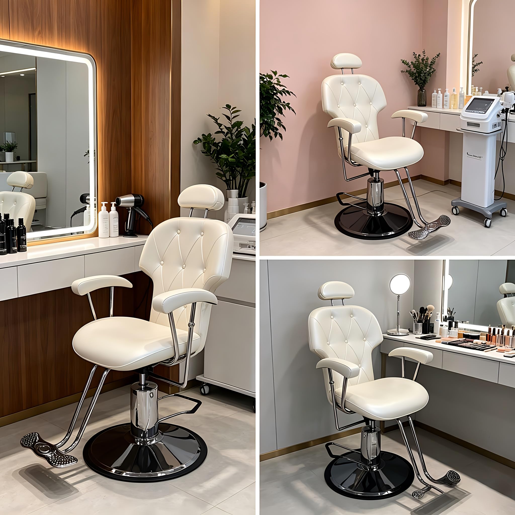 Hydrauliczne krzesło fryzjerskie Wielofunkcyjne krzesło do salonu fryzjerskiego salon kosmetyczny tatuaż makijaż i pielęgnacja twarzy solidna chromowana podstawa