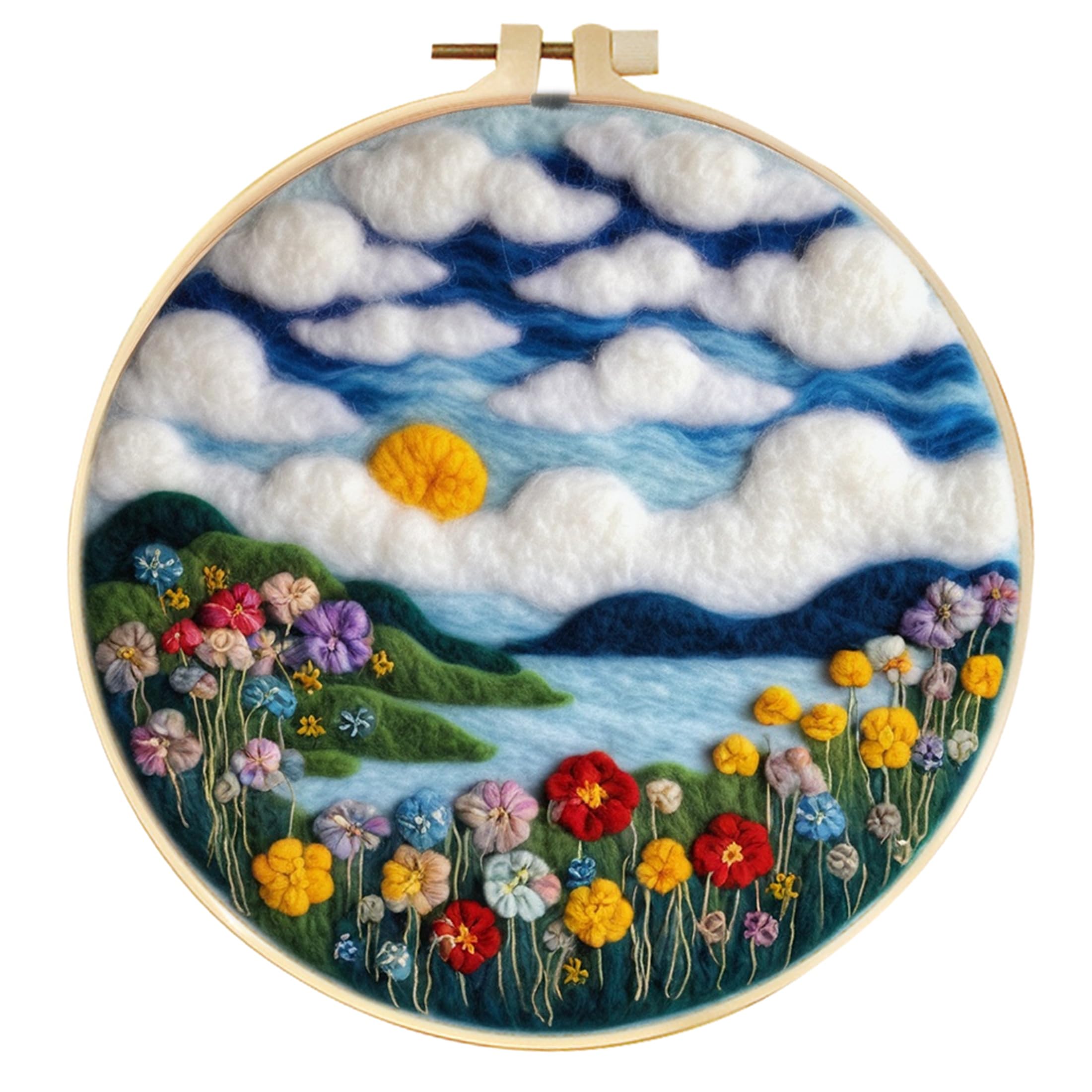 SARBUTER Needle Felting Kits, DIY Natural Landscape Wool Felt Starer Needle Felting Embroidery Kits for Beginners ，Suitable for Giftware Home Decoration (Lake)