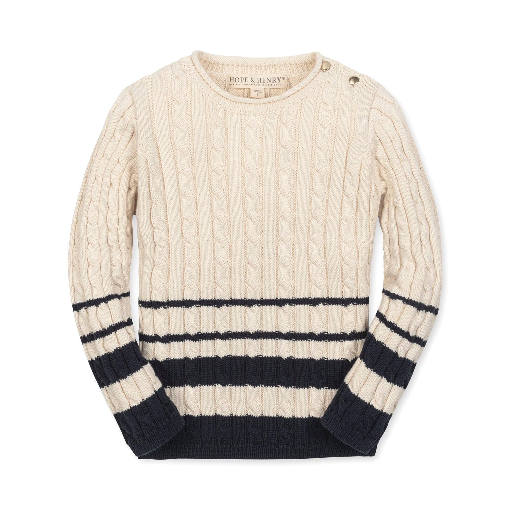 Hope &amp; Henry Girls Cable Front Pullover Sweater