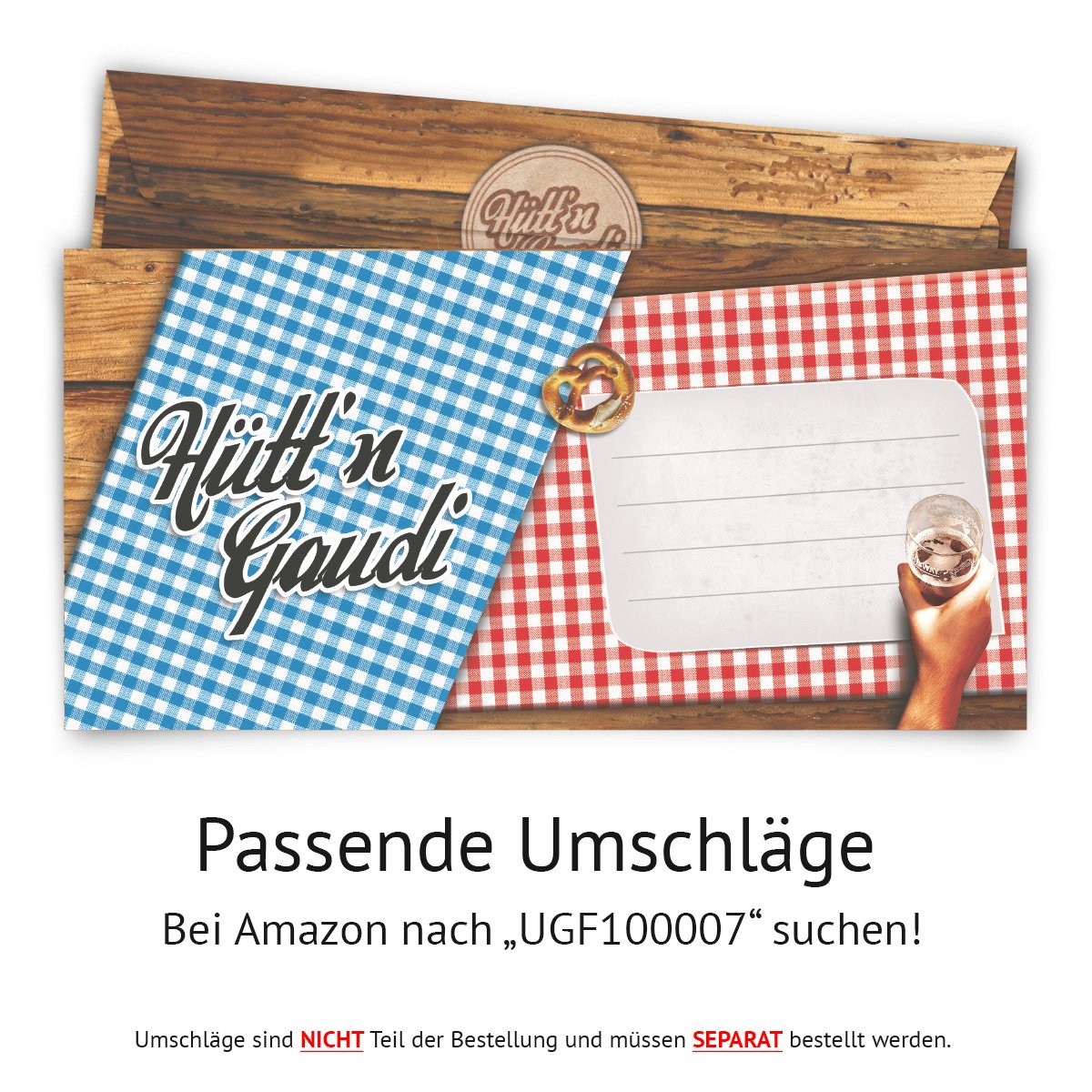 Einladungskarten zum Geburtstag (40 Stück) Hüttengaudi mit eigenem Foto Blau Oktoberfest