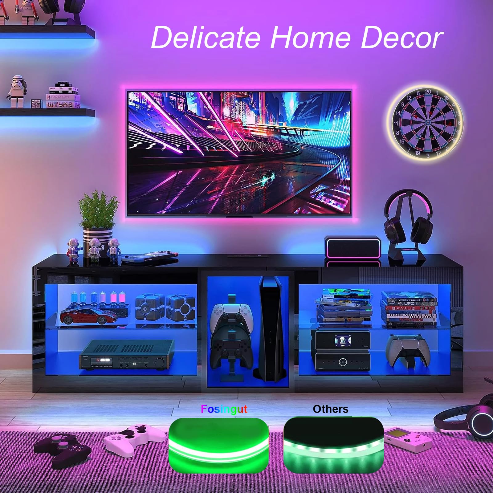 Striscia LED COB 5V 3m - 480 LED/m Per TV, Cucina, PC Con Regolazione Luminosità - Foto 6