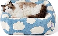 Vista 8 de LE SURE Bonita cama para perros pequeños, camas lavables para cachorros, acogedor sofá ortopédico rectangular para mascotas con felpa jacquard