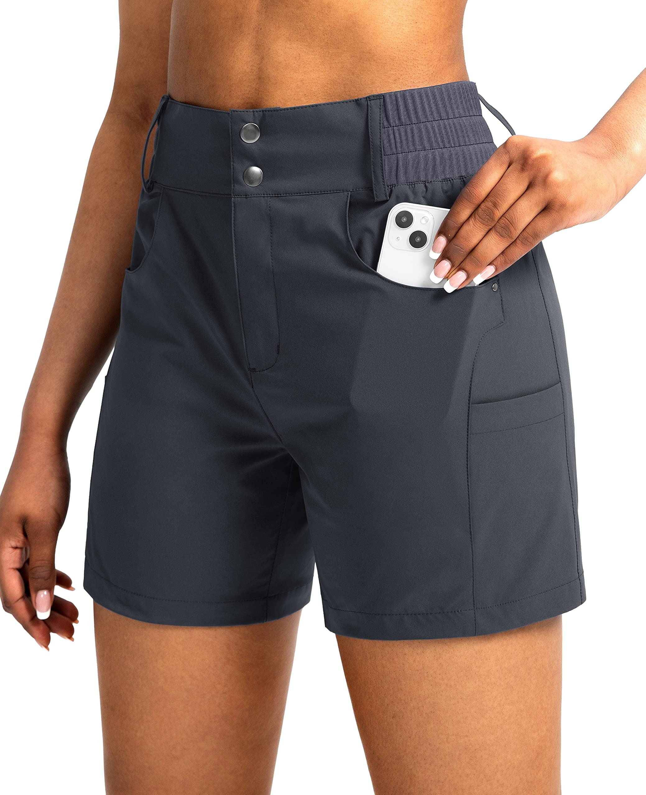 (( Size X-S))Viodia Women's 5\" Hiking Golf Shorts with Pockets High Waist Stretch Cargo Short Shorts for Women Casual Summer